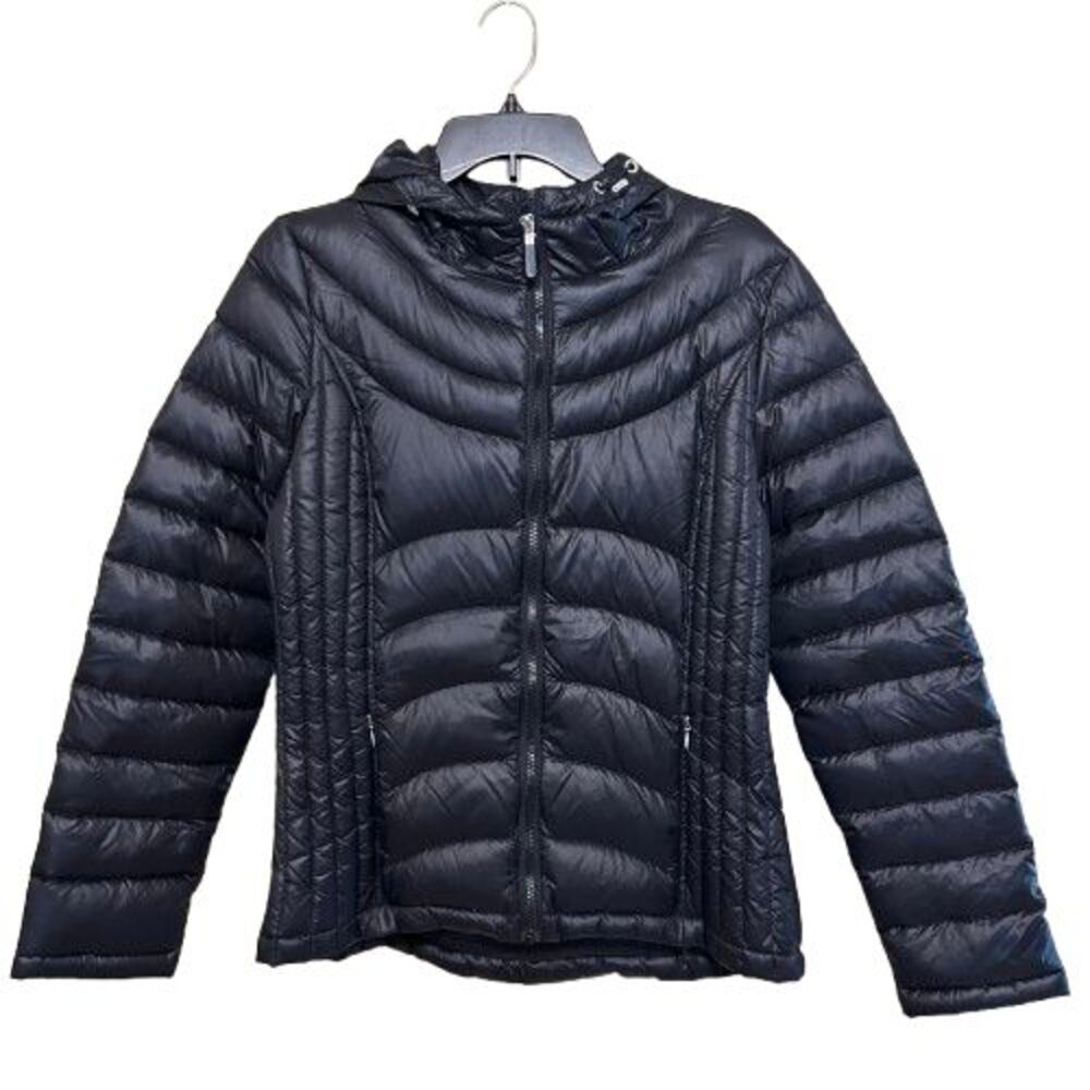 Andrew Marc Packable Lightweight Premium Down Jacket Womens Medium Black Hooded